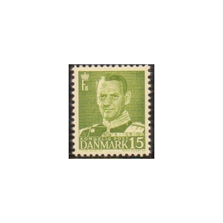 1948-50. Frederik IX 15 øre, tp. II. AFA nr. 306a postfrisk   Stemplet FDC