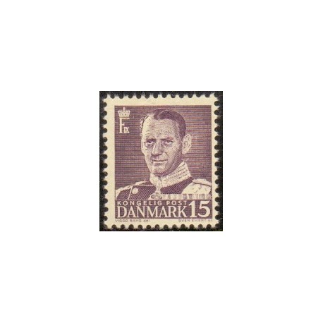 1950. Frederik IX, 15 øre, gråviolet AFA nr. 319 postfrisk     Stemplet FDC