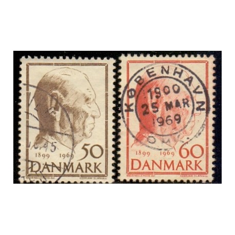 1969. Frederik IX's 70-års fødselsdag. AFA nr. 480-81 postfrisk Stemplet FDC