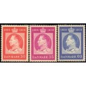 1959. Frederik IX's 60-års fødselsdag. AFA nr. 374-76 postfrisk       Stemplet FDC