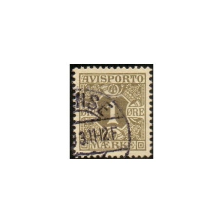 Avisporto. 1907. 1 Øre oliven. AFA. nr. 1, ubrugt, postfrisk, stemplet