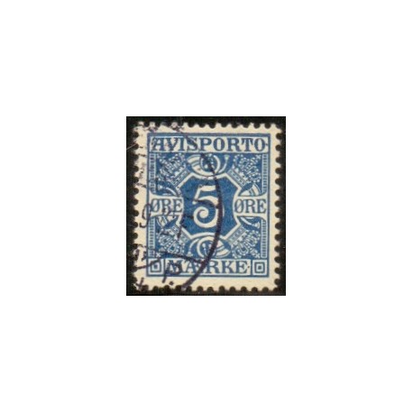 Avisporto. 1907. 5 Øre, blå. AFA. nr. 2,, ubrugt, postfrisk, stemplet