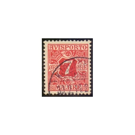 Avisporto. 1907. 7 Øre, rød. AFA. nr. 3, ubrugt, postfrisk, stemplet