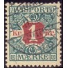 Avisporto. 1907. 1 Kr. blågrøn/rød, AFA. nr. 8, ubrugt, postfrisk, stemplet