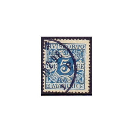 Avisporto. 1914-15. 5 Øre, blå, AFA. nr. 12,  ubrugt, postfrisk, stemplet