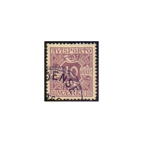 Avisporto. 1914-15. 10 Øre, lilla, AFA. nr. 15 ubrugt, postfrisk, stemplet