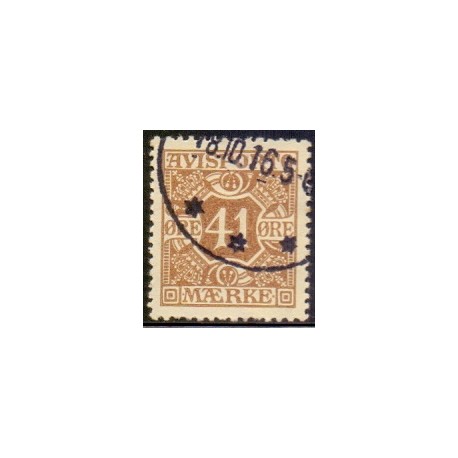 Avisporto. 1914-15. 41 Øre, brun AFA. nr. 19 ubrugt, postfrisk, stemplet