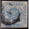 1854. 2 Skilling, blå, AFA nr. 3 **, postfrisk, ubrugt, stemplet