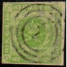 1854. 8 Skilling, grøn, AFA nr. 5 **/MNH, postfrisk, ubrugt, stemplet