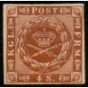 1858. 4 Skilling, brun, AFA nr. 7 **/MNH, postfrisk, ubrugt, stemplet