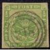 1858. 8 Skilling, grøn, AFA nr. 8 **/MNH, postfrisk, ubrugt, stemplet