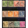 1948-50. Frederik IX, 15-75 øre, (inkl. a nr.) AFA nr. 306-14 stemplet postfrisk      Stemplet FDC