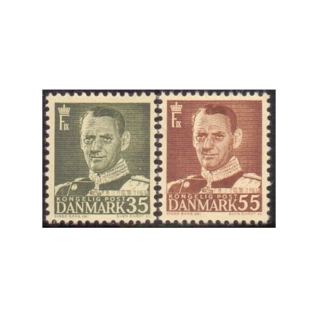 1951. Frederik IX, 35-55 Øre,  AFA nr. 326-27 postfrisk     Stemplet FDC