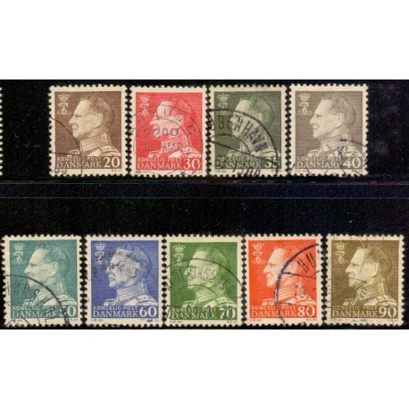 1961. Kong Frederik IX alm. papir. AFA nr. 393-401 postfrisk    Stemplet FDC