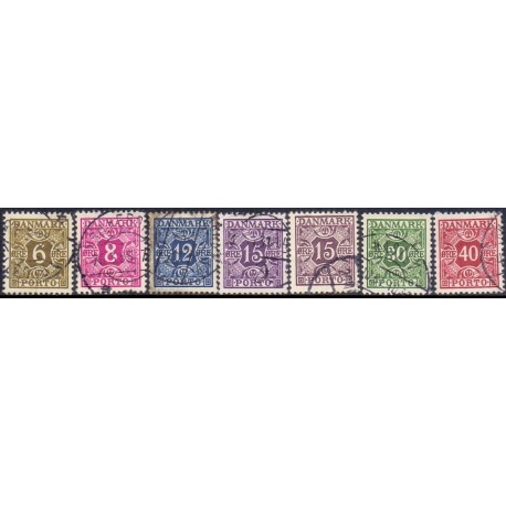 Danmark Portomærke 1937-55 AFA nr. 33-38 **/MNH stemplet/used
