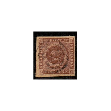 1851 4 Rbs. Ferslew chokoladebrun, AFA nr 1 stemplet