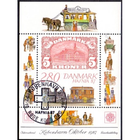 1987. Frimærkeudstillingen Hafnia 87 blok V. AFA nr. 889 postfrisk    Stemplet FDC