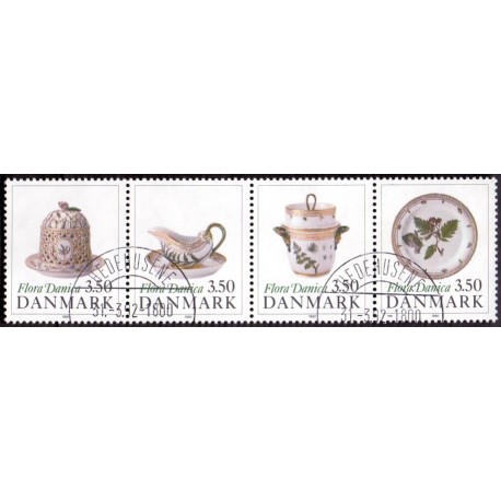 1990. Flora Danica 200 år. AFA nr. 966-69 postfriske enkeltmærker     Stemplet FDC
