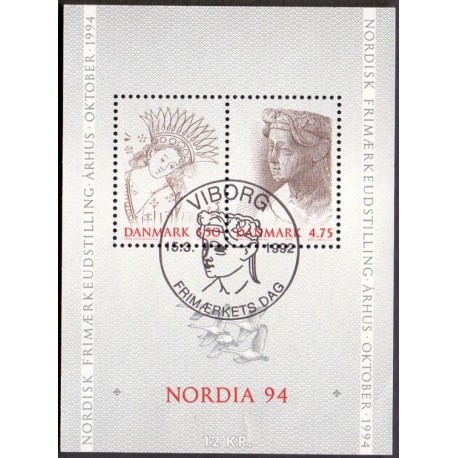 1992. Nordia 94. AFA nr. 1011-12 postfrisk miniark         Stemplet FDC