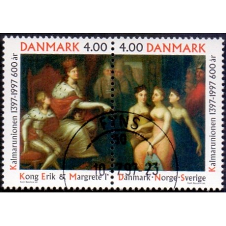 1997. Kalmarunionen 600 år. AFA nr. 1150-51 postfrisk      Stemplet FDC