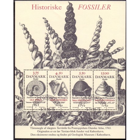 1998. Fossiler. AFA nr. 1195 miniark  postfrisk        Stemplet FDC