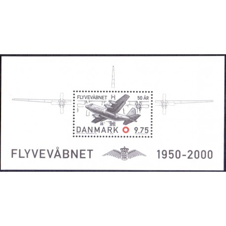 2000. Flyvevåbnet 50 år, AFA 1265 postfrisk miniark Stemplet
