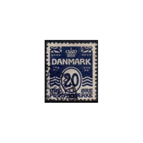 1912. Bølgelinie, 20 Øre, SORTBLÅ. AFA nr. 66a, postfrisk  Ubrugt Stemplet FDC