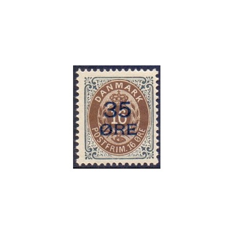 1912. 35-Øres provisorier, 35/16 Øre, AFA nr. 60, postfrisk  Ubrugt Stemplet FDC