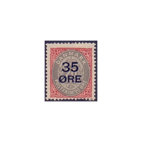 1912. 35-Øres provisorier, 35/20 Øre, AFA nr. 61, postfrisk  Ubrugt Stemplet FDC
