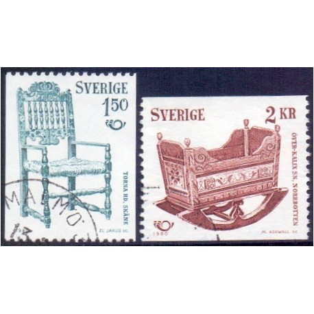 Sverige. 1980. Fællesnordisk udgave. AFA nr. 1119-20, postfrisk stemplet  hæfte FDC parstykkke