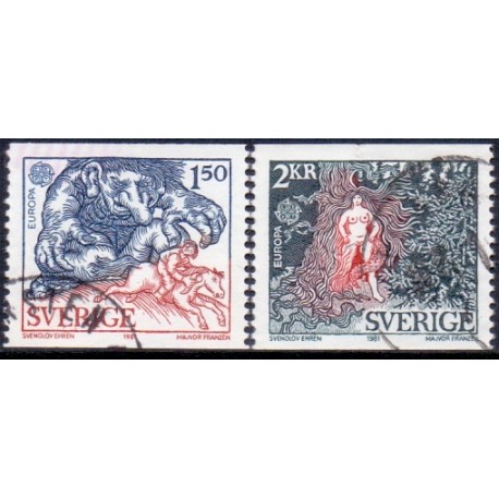 Sverige. 1981. Europamærker / CEPT. AFA nr. 1145-46 postfrisk stemplet  hæfte FDC parstykkke