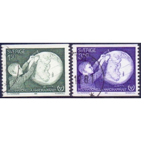 Sverige. 1981. FN's Internationale handicapår. AFA nr. 1147-48 postfrisk  stemplet  hæfte FDC parstykkke
