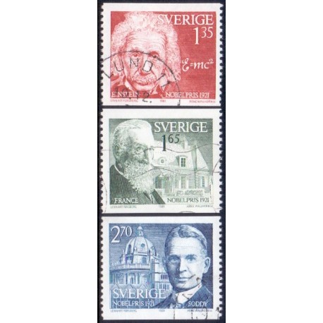 Sverige. 1981. Nobelpristager 1921, AFA nr. 1173-75 postfrisk  stemplet  hæfte FDC parstykkke