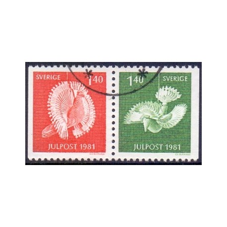 Sverige. 1981. Julefrimærker, AFA nr. 1176-77 postfrisk parstykke stemplet  hæfte FDC parstykkke
