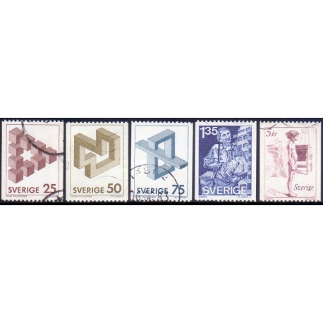 Sverige. 1982. Brugsudgave, AFA nr. 1178-82 postfrisk  stemplet  hæfte FDC parstykkke