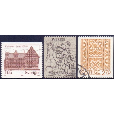 Sverige. 1982. Friluftmuseet  samt Elin Wägner, AFA nr. 1189-91 postfrisk stemplet  hæfte FDC parstykkke