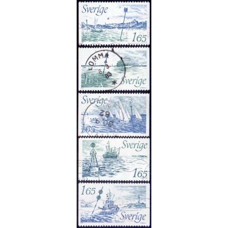 Sverige. 1982. Sømærker, AFA nr. 1192-96 postfrisk  stemplet  hæfte FDC parstykkke