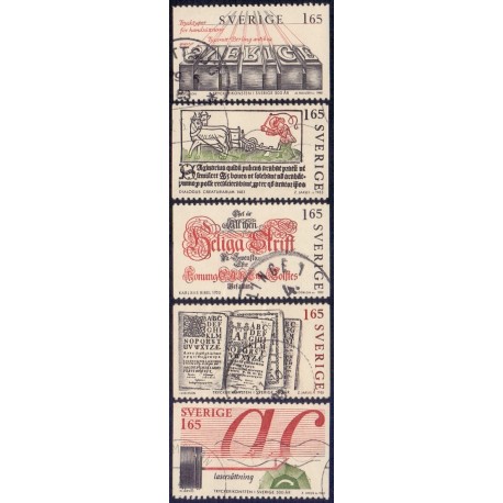 Sverige. 1983. Bogtrykkerkunstens indførelse, AFA nr. 1221-25 postfrisk stemplet  hæfte FDC parstykkke