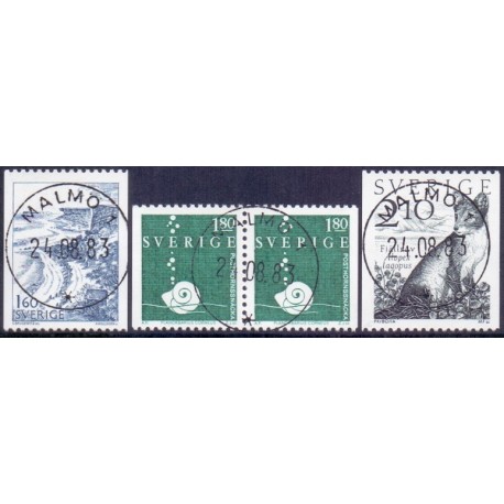 Sverige. 1983. Polarræv, Stora Karlsö og brugsfrimærke, AFA nr. 1238-40 Ch/Cv stemplet hæfte FDC parstykkke SWEDEN
