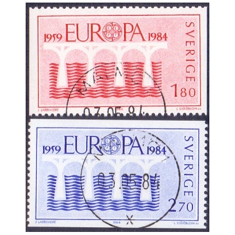 Sverige. 1984. Europamærker / CEPT, AFA nr. 1259-60 postfrisk  Stemplet hæfte FDC parstykkke SWEDEN