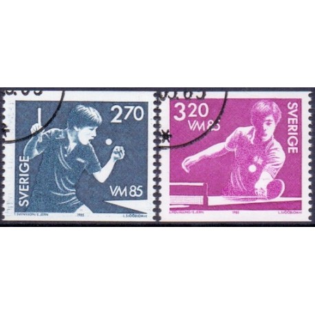 Sverige. 1985. Verdensmesterskaberne i bordtennis. AFA nr. 1314-15 postfrisk  Stemplet hæfte FDC parstykkke SWEDEN **/o