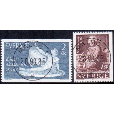 Sverige. 1985. Kunstakademiet 250 år. AFA nr. 1331-32 postfrisk  Stemplet hæfte FDC parstykkke SWEDEN **/o