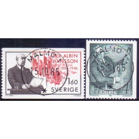 Sverige. 1985. Personjubilæer. AFA nr. 1336-37 postfrisk Stemplet hæfte FDC parstykkke SWEDEN **/o