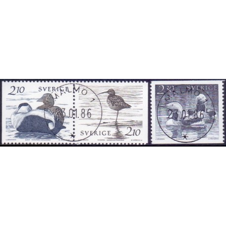 Sverige. 1986. Fugle ved havet. AFA nr. 1360-62 postfrisk Stemplet hæfte FDC parstykkke SWEDEN **/o