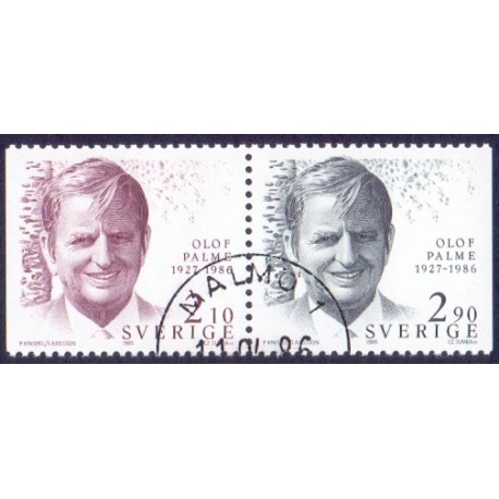 Sverige. 1986. Oluf Palme mindeudgave. AFA nr. 1368-69 postfrisk parstykke Stemplet hæfte FDC parstykkke SWEDEN **/o
