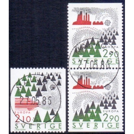 Sverige. 1986. Europamærker / CEPT. AFA nr. 1377-78 postfrisk  Stemplet hæfte FDC parstykkke SWEDEN **/o