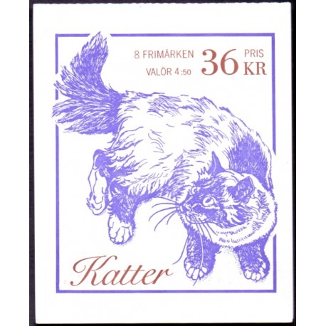 Sverige. 1994. Katte. AFA nr. 1747-50 postfrisk sammentryk Stemplet hæfte FDC parstykkke SWEDEN **/o