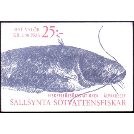 Sverige. 1991. Fisk. AFA nr. 1595-96  postfrisk hæfte Stemplet hæfte FDC parstykkke SWEDEN **/o