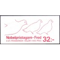 Sverige. 1991. Nobel fredspris. AFA nr. 1627-30  postfrisk 4-stribe Stemplet hæfte FDC parstykkke SWEDEN **/o