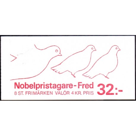 Sverige. 1991. Nobel fredspris. AFA nr. 1627-30  postfrisk 4-stribe Stemplet hæfte FDC parstykkke SWEDEN **/o